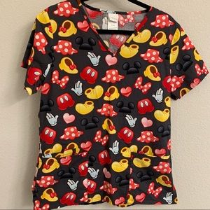 Mickey and Minnie Disney Scrub Top